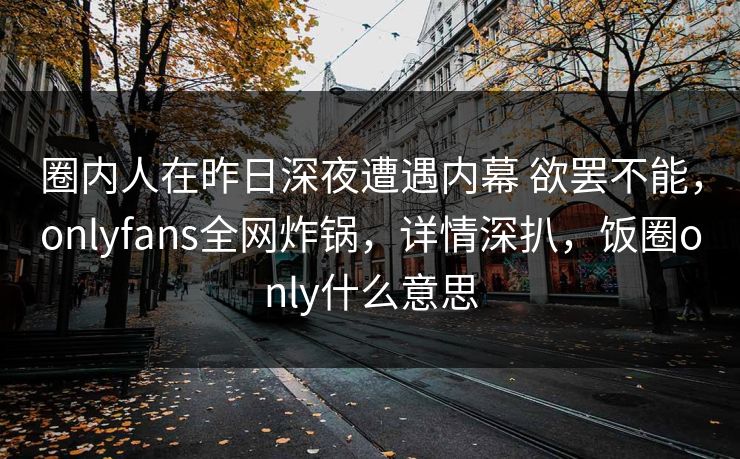 圈内人在昨日深夜遭遇内幕 欲罢不能，onlyfans全网炸锅，详情深扒，饭圈only什么意思